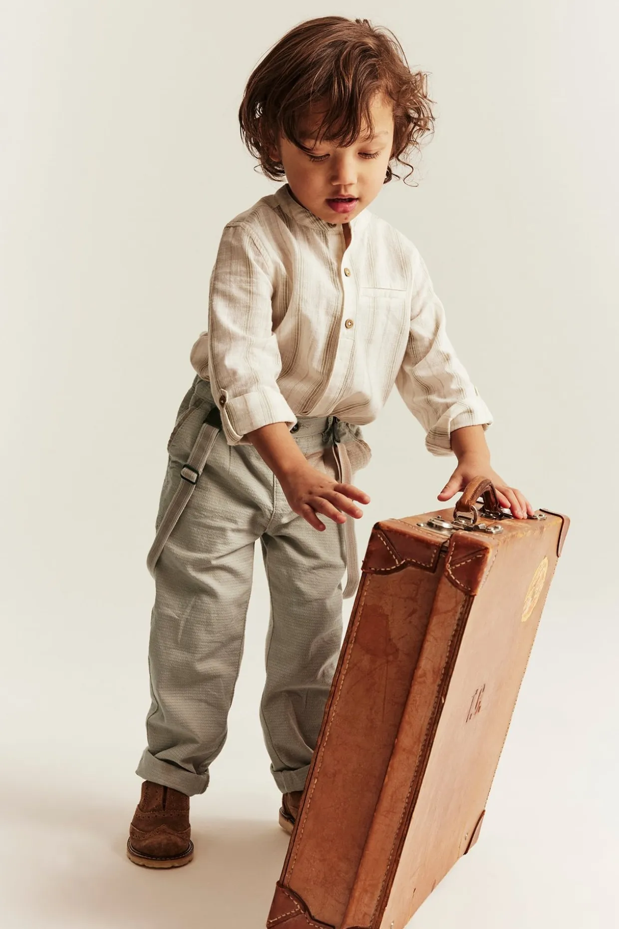 Kudotut housut, joissa on henkselit | Beige | Lapset | Newbie