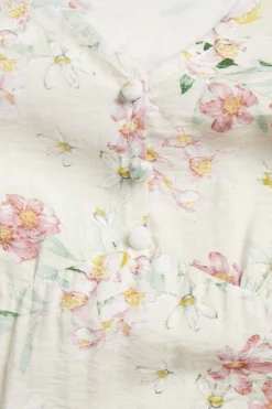 Kukkakuvioinen A-linjainen mekko, jossa on V-pääntie | Vaaleanbeige | Naiset | Kappahl