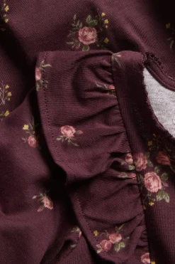 Kukkakuvioinen mekko, jossa on röyhelöt | Viininpunainen | Vauvat | Newbie