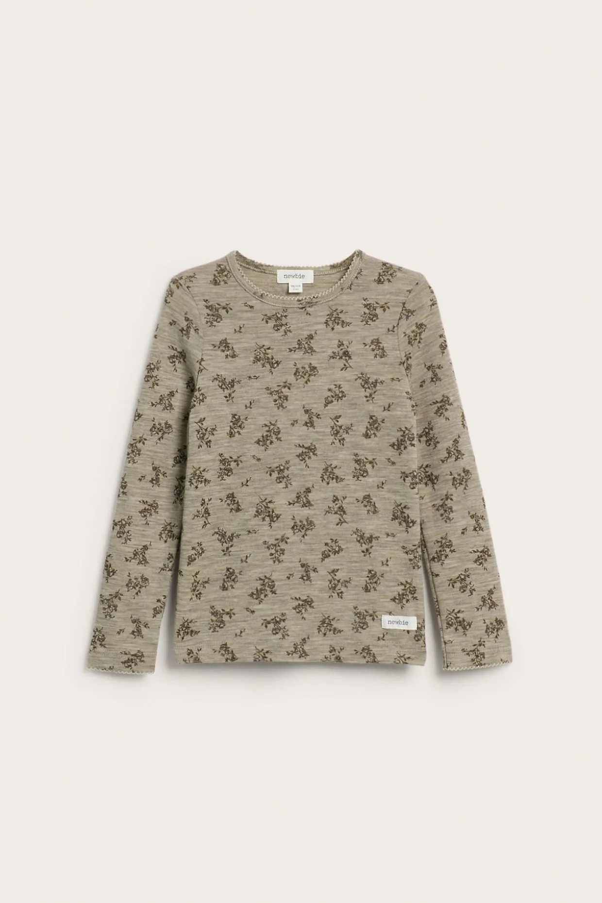 Kukkakuvioinen merinovillapaita | Meleerattu beige | Lapset | Newbie
