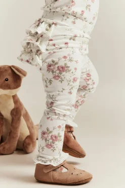 Kukkakuvioiset röyhelösomisteiset leggingsit | Luonnonvalkoinen | Vauvat | Newbie