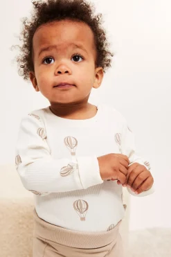 Kuvioitu ribattu vauvojen body | Beige | Vauvat | Kappahl