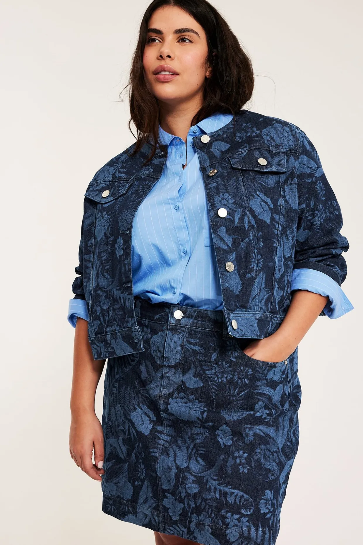 Kuviollinen farkkuhame | Denim | Naiset | Kappahl