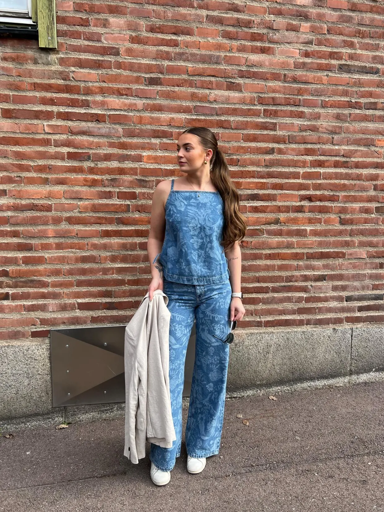 Kuviollinen farkkutoppi | Vaalea denim | Naiset | Kappahl