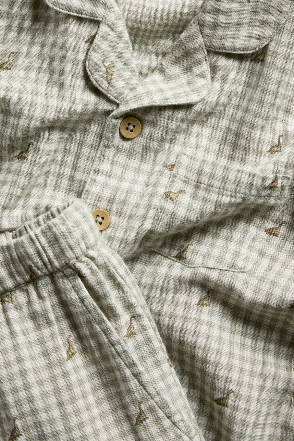 Kuviollinen pyjama | Tummanvihreä | Lapset | Newbie