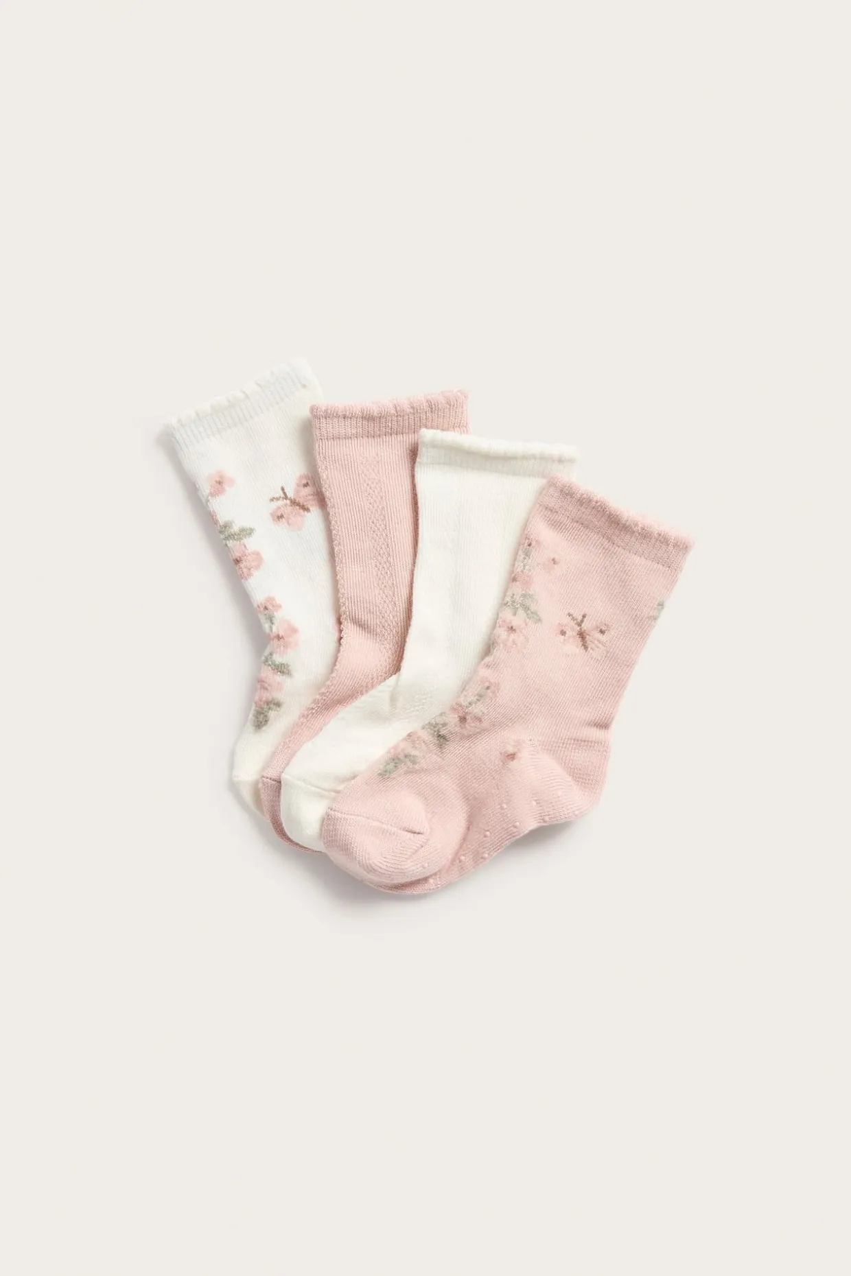 Kuviolliset sukat, 4-pack | Luonnonvalkoinen | Vauvat | Newbie