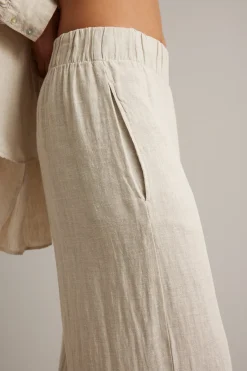 Leveät pellavahousut | Beige | Naiset | Kappahl