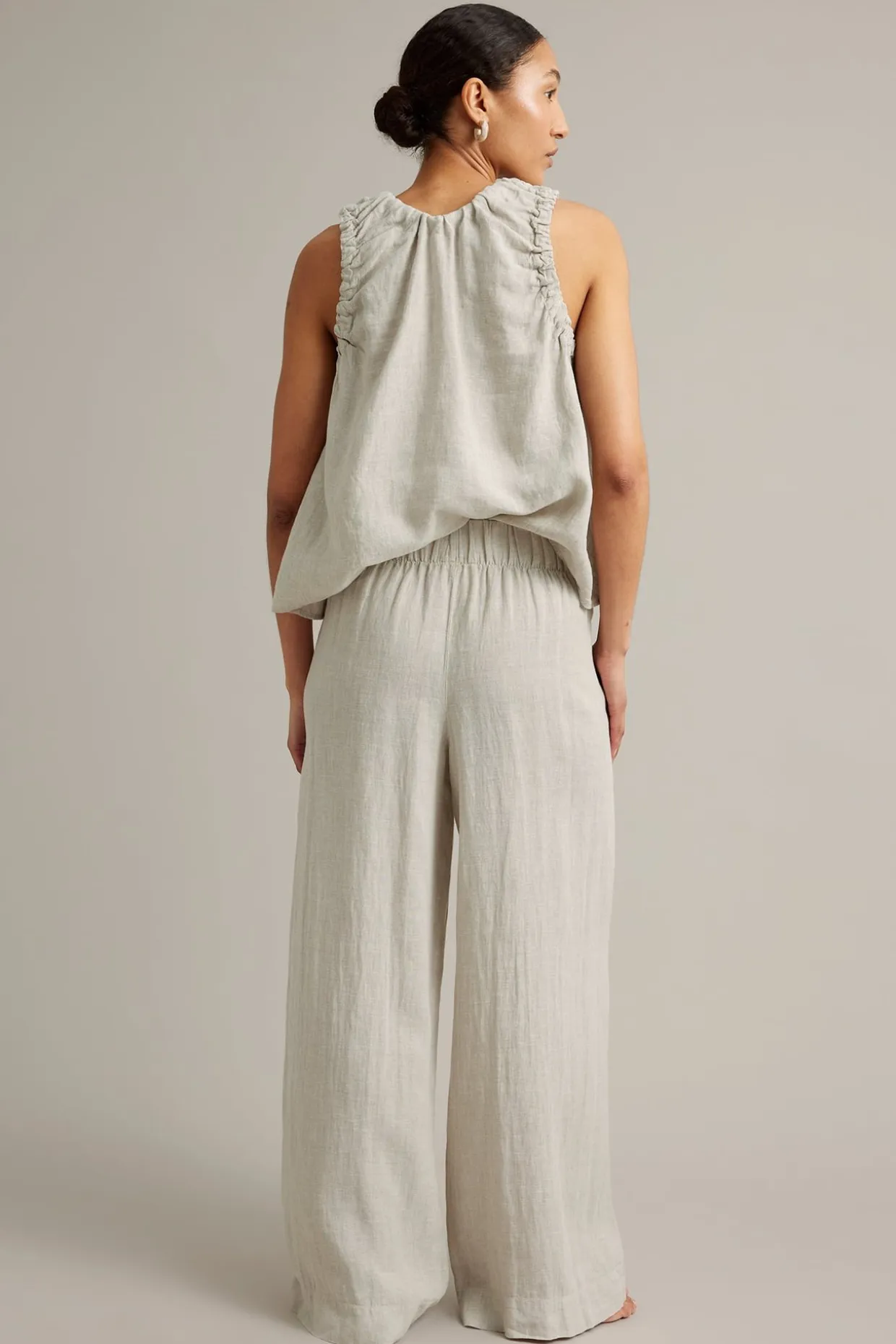 Leveät pellavahousut | Beige | Naiset | Kappahl