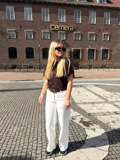 Leveät tvillihousut | Luonnonvalkoinen | Naiset | Kappahl