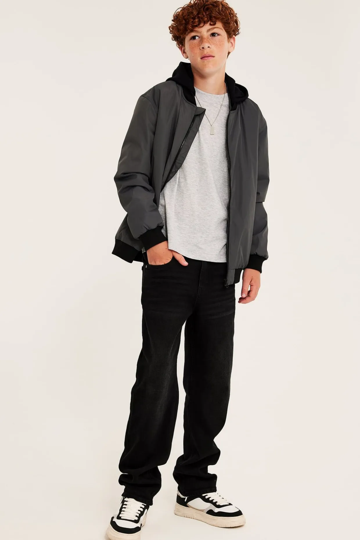 Loose jeans mid waist | Musta denim | Lapset | Kappahl