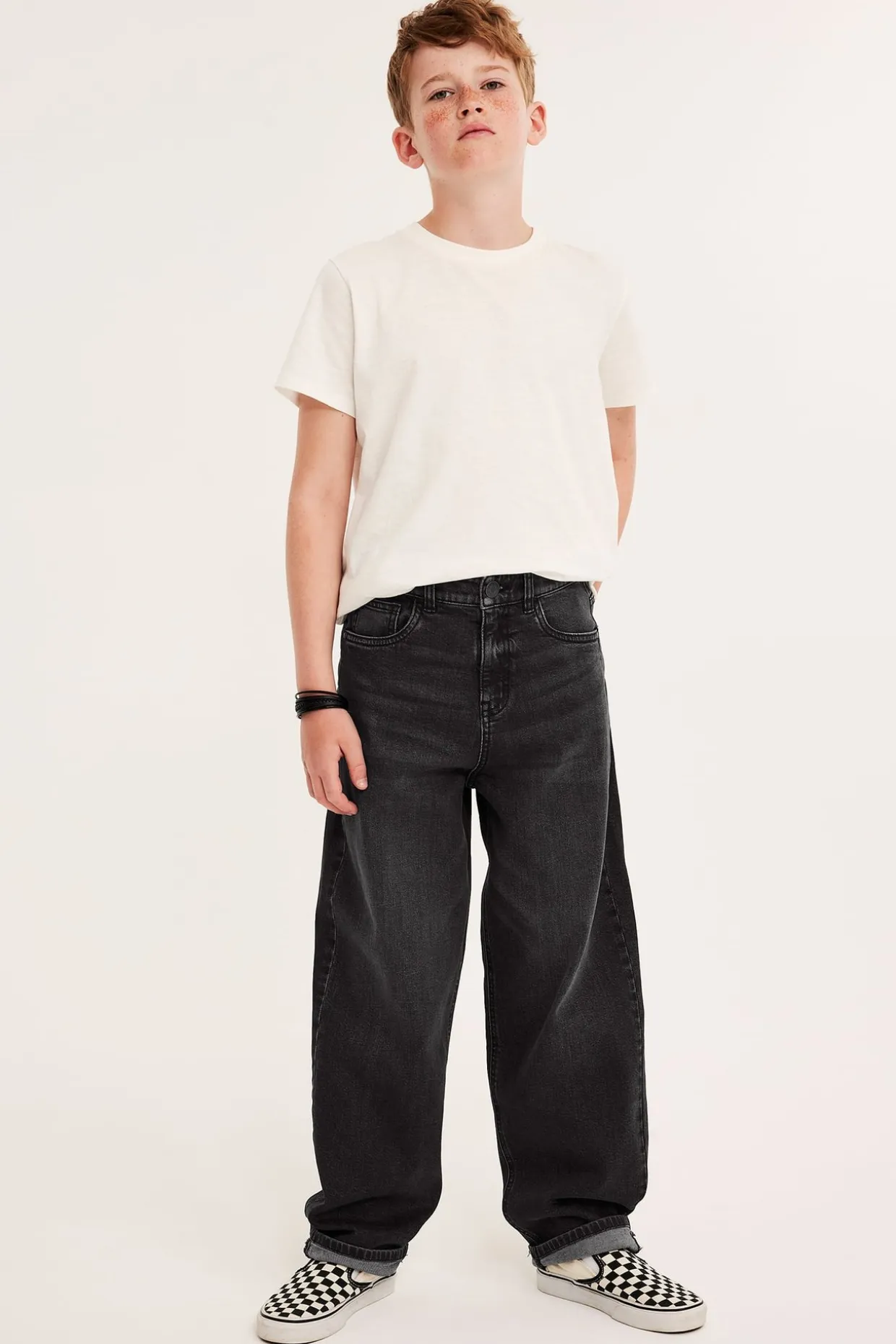 Loose jeans mid waist wide leg | Hopeanharmaa | Lapset | Kappahl