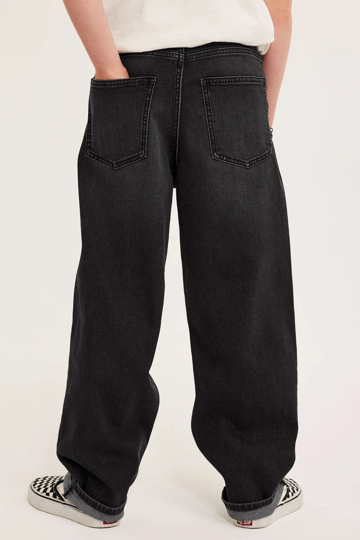 Loose jeans mid waist wide leg | Hopeanharmaa | Lapset | Kappahl