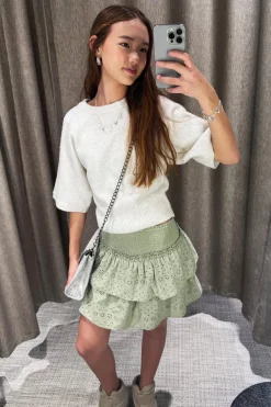 Lyhyt hame, broderie anglaise | Tummanvihreä | Lapset | Kappahl