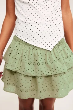 Lyhyt hame, broderie anglaise | Tummanvihreä | Lapset | Kappahl