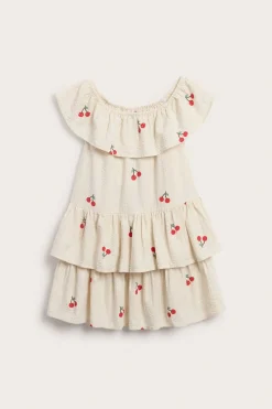 Lyhythihainen kirsikkakuvioinen mekko | Beige | Lapset | Kappahl