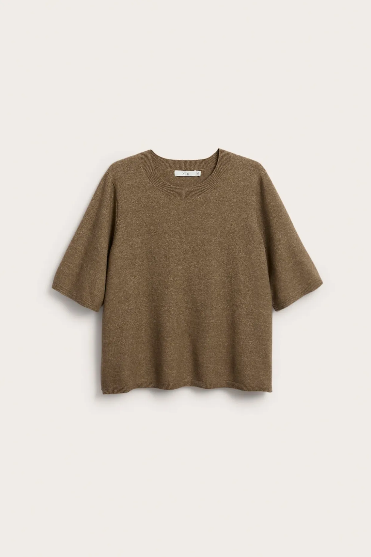Lyhythihainen neulepusero | Meleerattu beige | Naiset | Kappahl