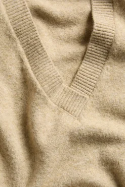 Lyhythihainen neulepusero | Meleerattu beige | Naiset | Kappahl