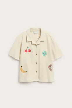 Lyhythihainen paita, jossa brodeeraus | Beige | Lapset | Kappahl