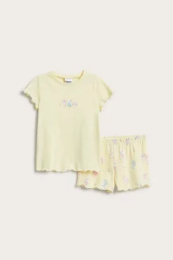 Lyhythihainen puuvillapyjama | Vaaleankeltainen | Lapset | Kappahl