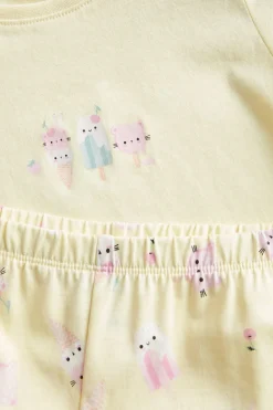 Lyhythihainen puuvillapyjama | Vaaleankeltainen | Lapset | Kappahl