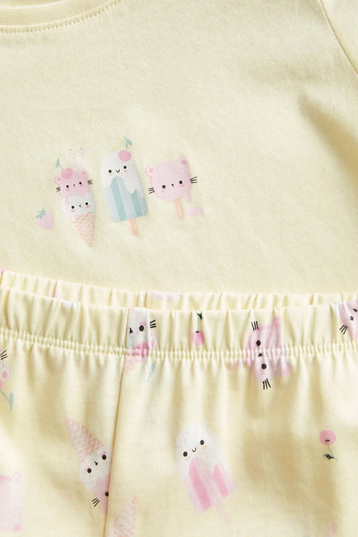 Lyhythihainen puuvillapyjama | Vaaleankeltainen | Lapset | Kappahl