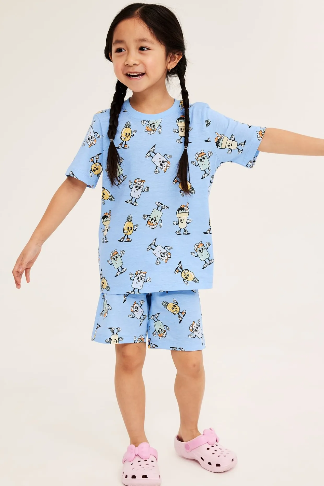 Lyhythihainen puuvillapyjama | Vaaleansininen | Lapset | Kappahl