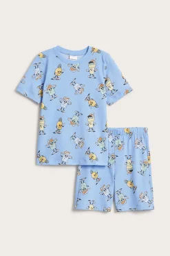 Lyhythihainen puuvillapyjama | Vaaleansininen | Lapset | Kappahl