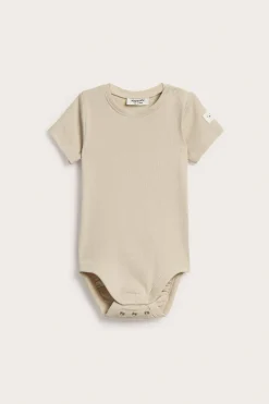 Lyhythihainen ribattu body | Beige | Vauvat | Kappahl