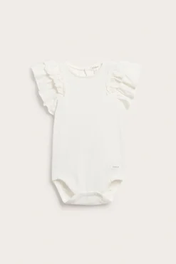 Lyhythihainen röyhelösomisteinen body | Luonnonvalkoinen | Vauvat | Newbie