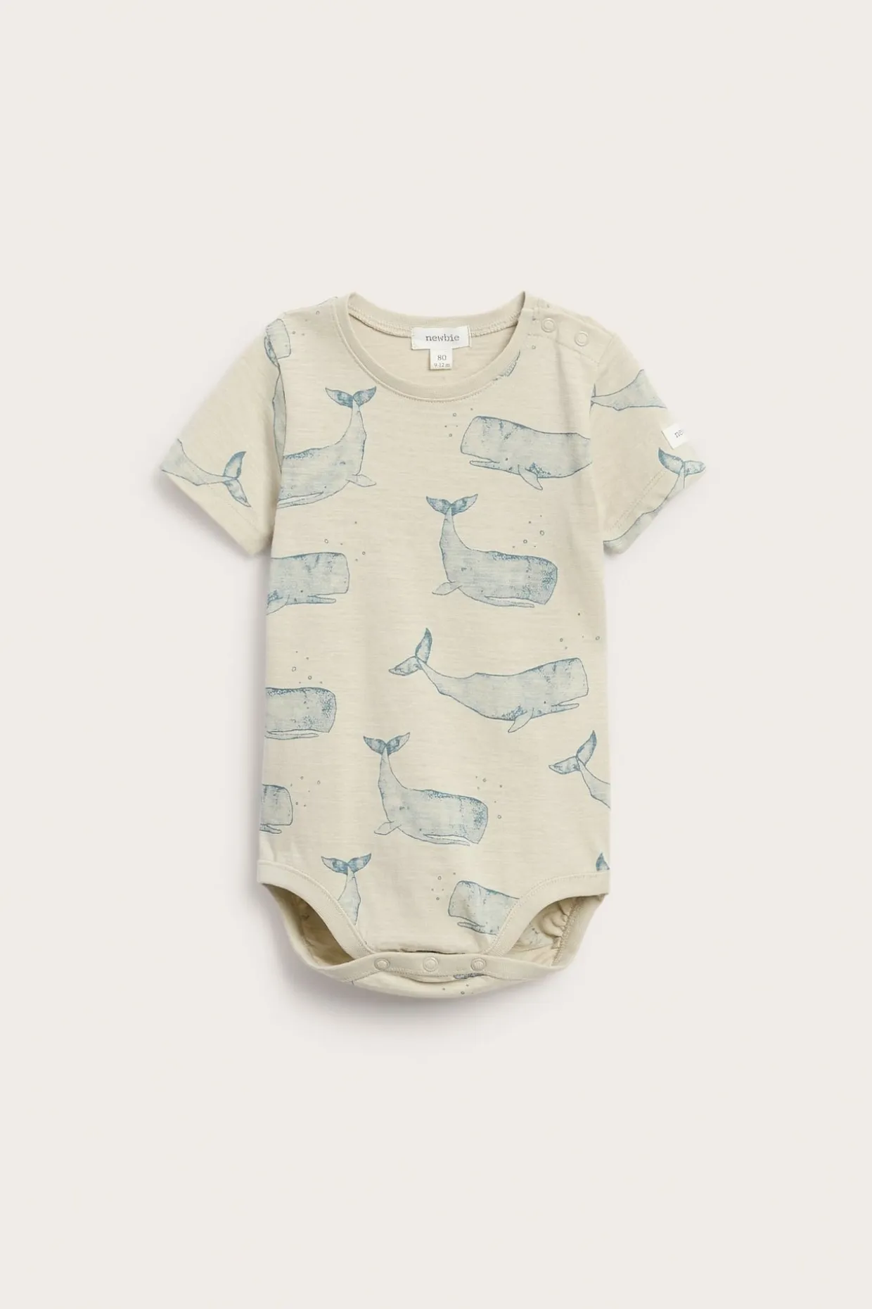 Lyhythihainen valaskuvioinen body | Beige | Vauvat | Newbie