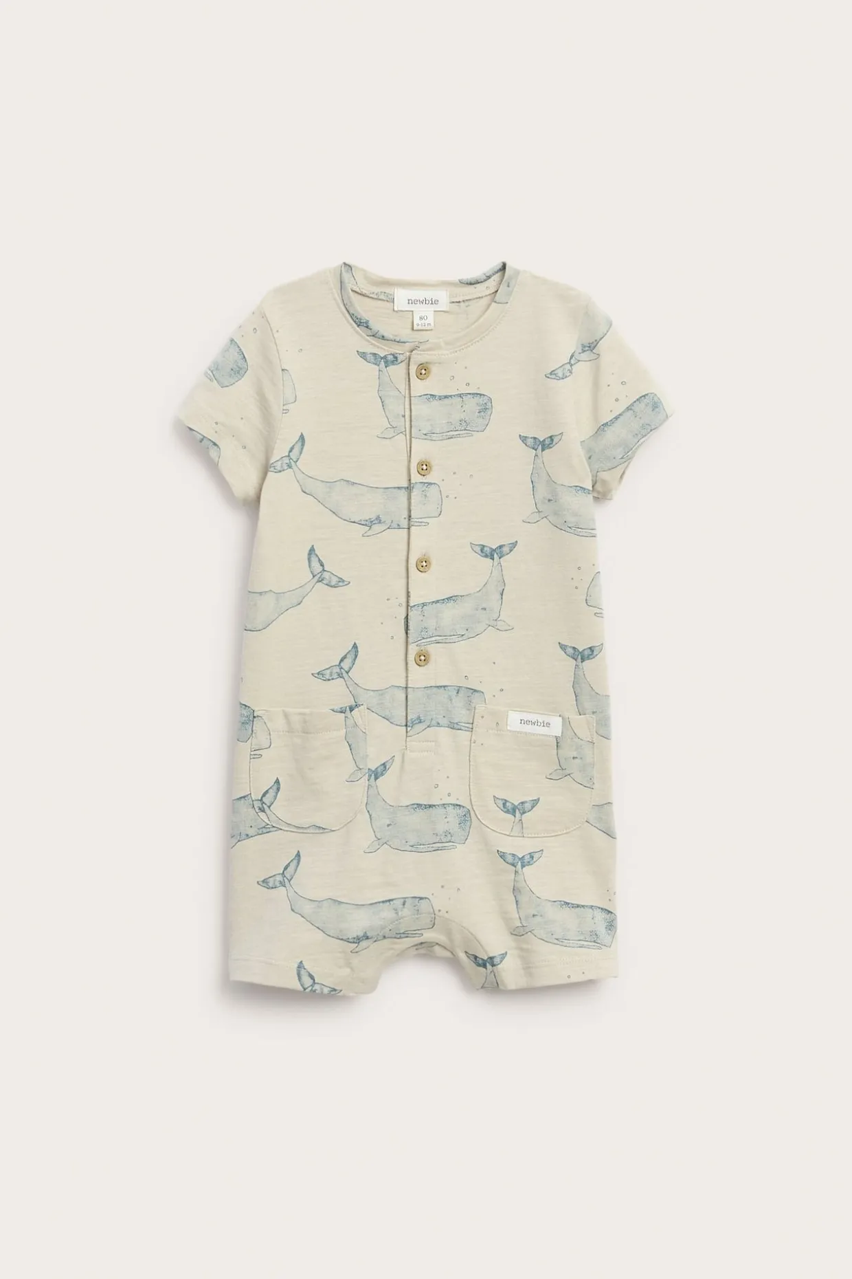 Lyhythihainen valaskuvioinen potkupuku | Beige | Vauvat | Newbie