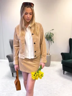 Lyhyt vakosamettihame | Beige | Naiset | Kappahl