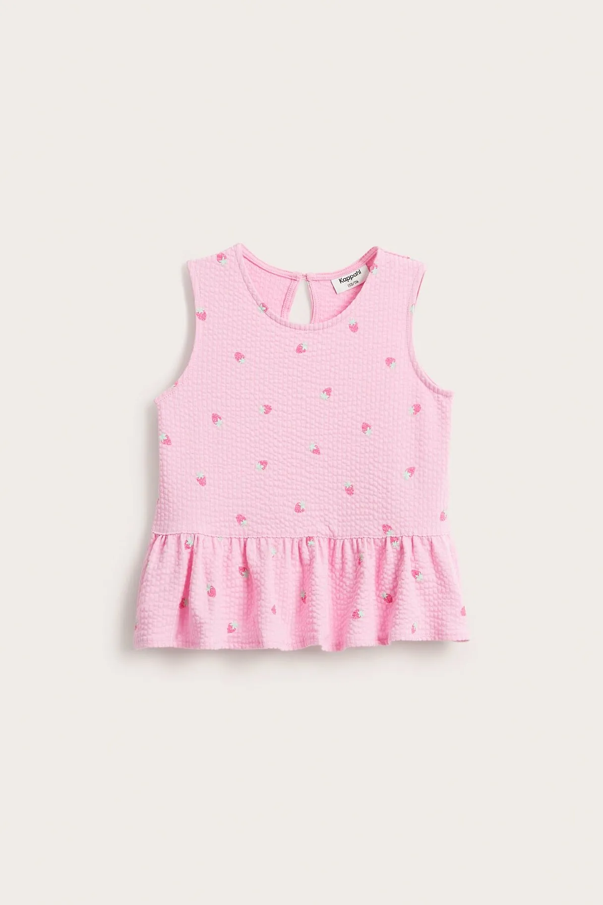 Mansikkakuvioitu aaltoileva peplum-paita | Vaaleanpunainen | Lapset | Kappahl