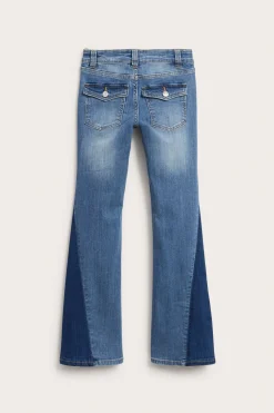 Matalavyötäröiset bootcut-farkut, joissa on kaksiväriset lahkeet | Vaalea denim | Lapset | Kappahl
