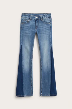 Matalavyötäröiset bootcut-farkut, joissa on kaksiväriset lahkeet | Vaalea denim | Lapset | Kappahl