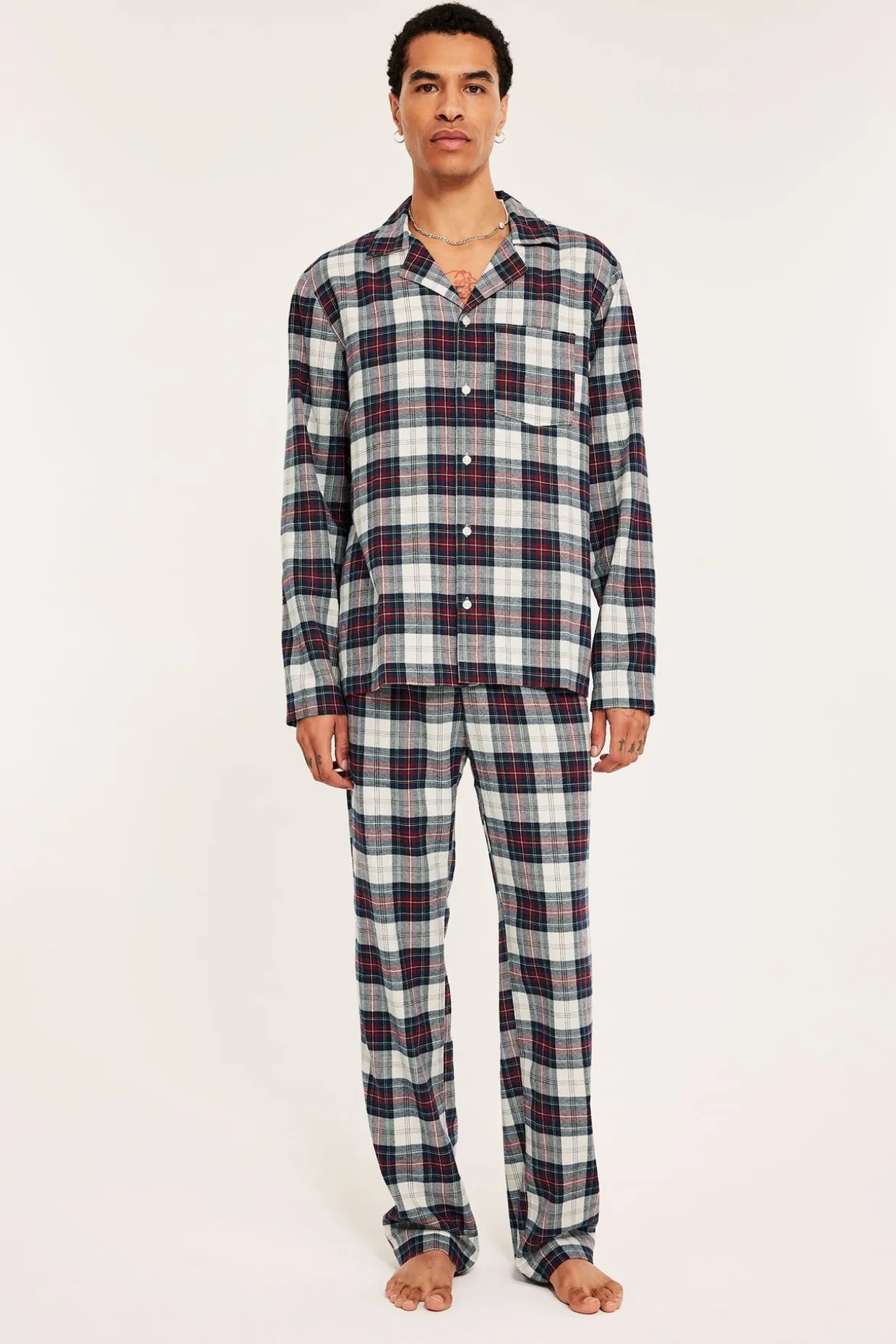 Miesten ruudullinen flanellipyjama | Tummansininen | Miehet | Kappahl