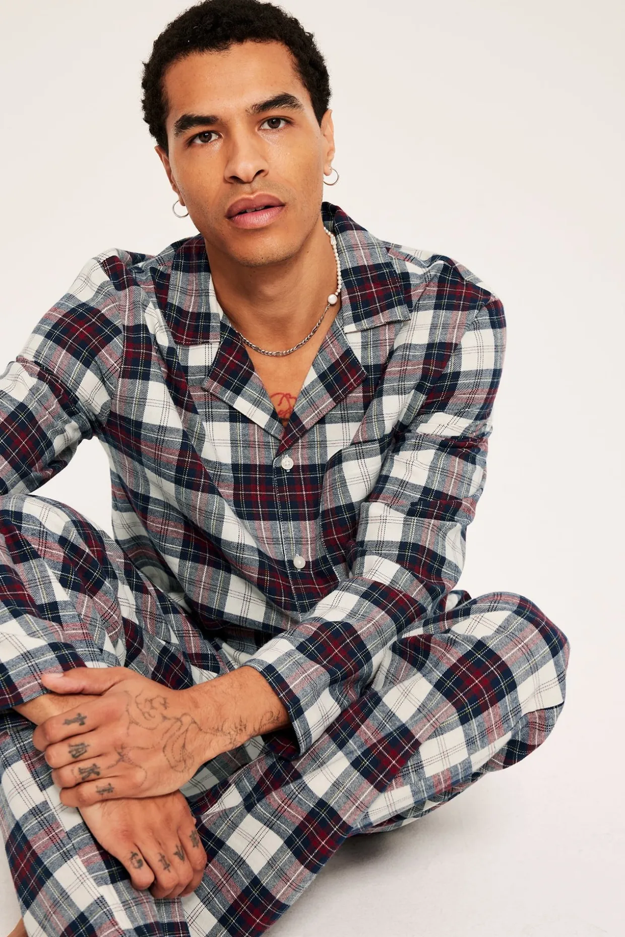 Miesten ruudullinen flanellipyjama | Tummansininen | Miehet | Kappahl