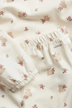 Nallekarhu- ja ruusukuvioinen pyjama | Luonnonvalkoinen | Lapset | Newbie