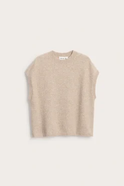 Neulottu liivi, jossa on matala poolokaulus | Meleerattu beige | Naiset | Kappahl