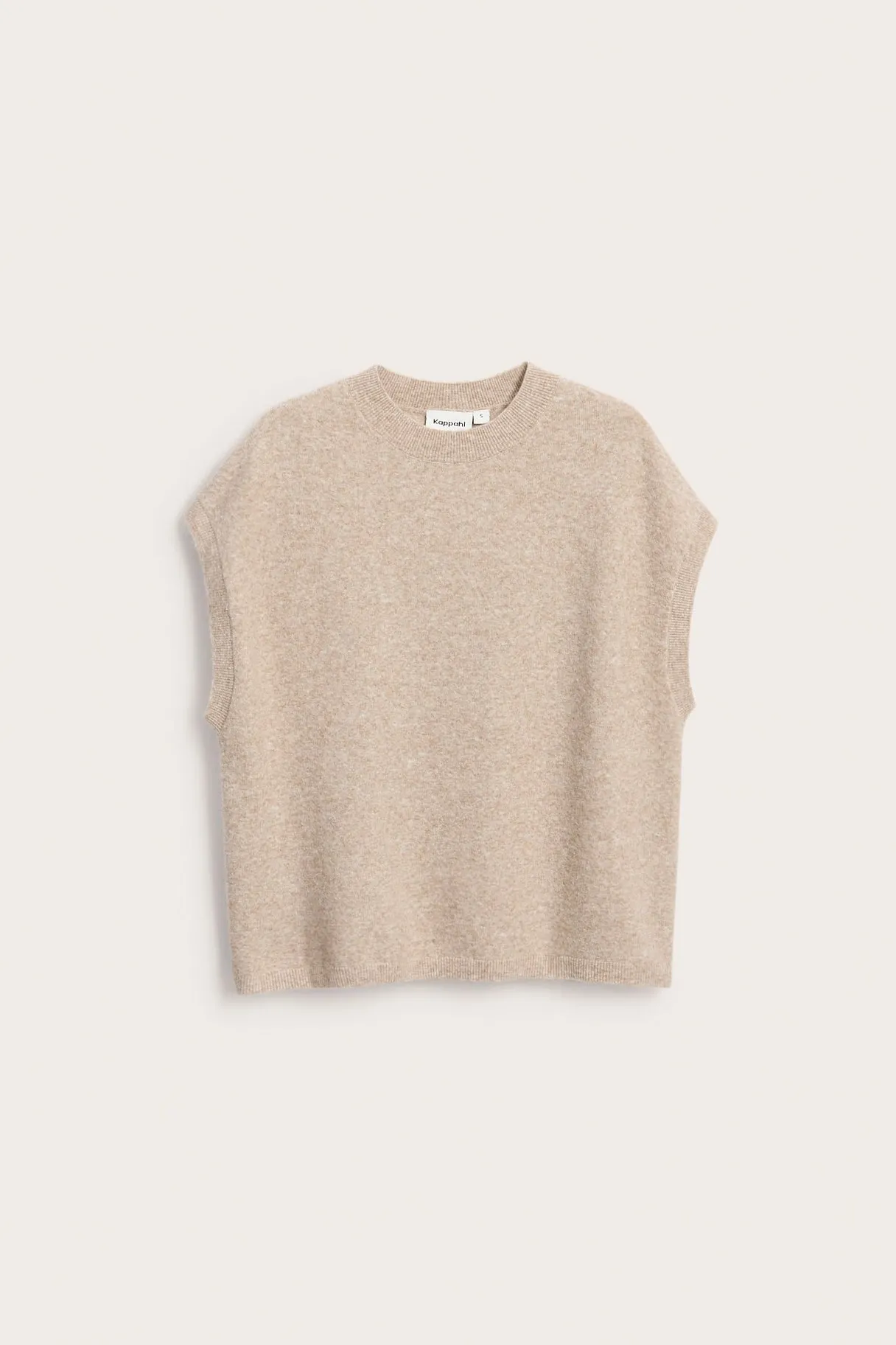 Neulottu liivi, jossa on matala poolokaulus | Meleerattu beige | Naiset | Kappahl