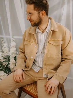 Normaalimalliset tvillifarkut | Beige | Miehet | Kappahl
