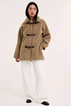 Nukkakangastakki duffel-napeilla | Beige | Naiset | Kappahl