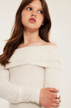 Off-shoulder-neulepusero | Valkoinen | Lapset | Kappahl