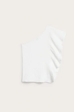 One-shoulder-paita, jossa röyhelö | Valkoinen | Lapset | Kappahl