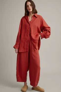 Oversized-mallinen pellavapaita | Punainen | Naiset | Kappahl