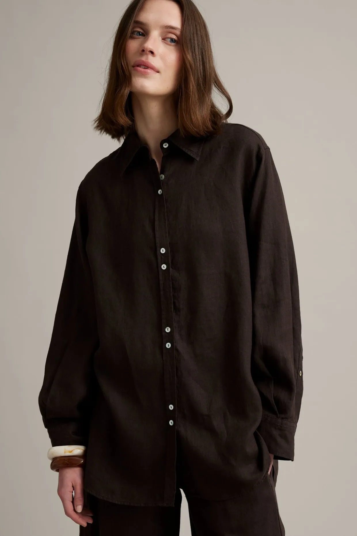 Oversized-mallinen pellavapaita | Ruskea | Naiset | Kappahl