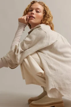 Oversized-mallinen pellavapaita | Beige | Naiset | Kappahl