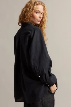 Oversized-mallinen pellavapaita | Musta | Naiset | Kappahl