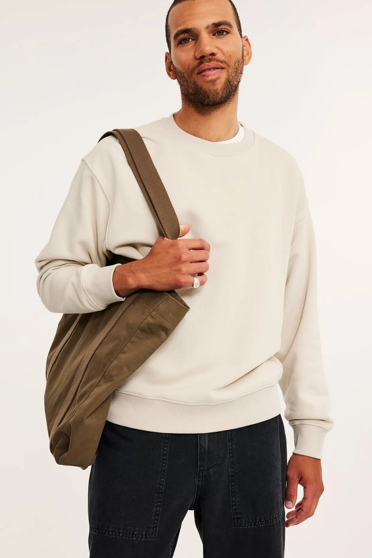 Oversized sweatshirt | Vaaleanbeige | Miehet | Kappahl