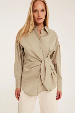 Paita, jossa solmittava nauha | Beige | Naiset | Kappahl
